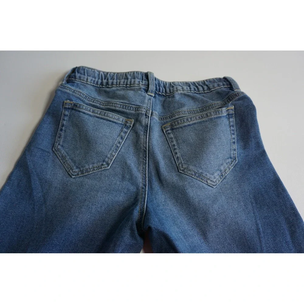 SO Girls Embroidered Heart Daisy Floral Straight Leg Denim Jeans Blue Size 10